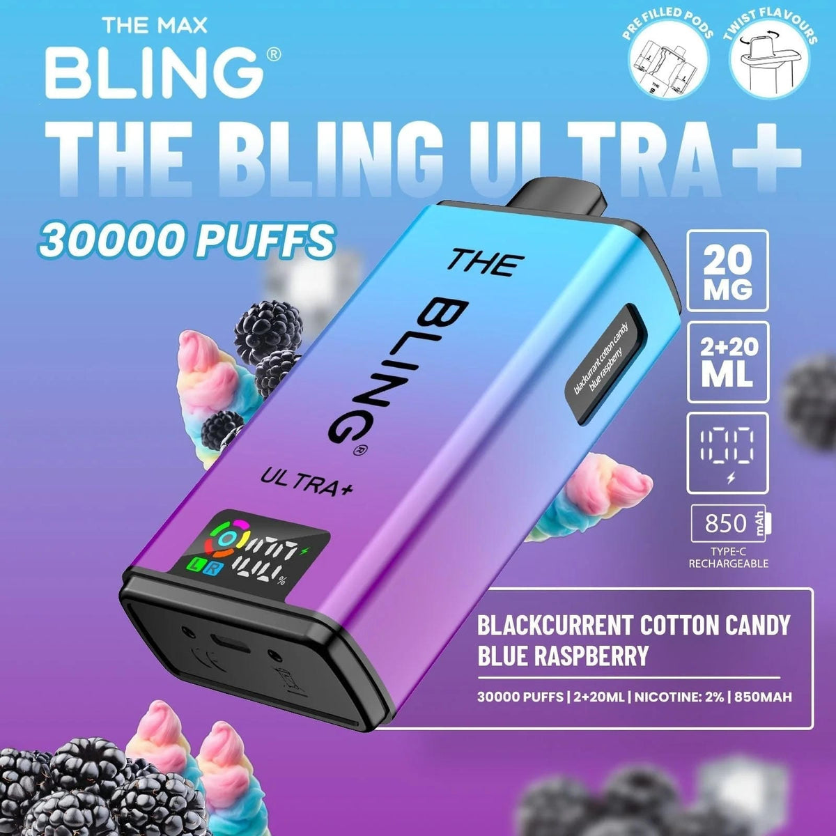The Bling Ultra Plus 30k Prefilled Vape Pod Kit Box of 5