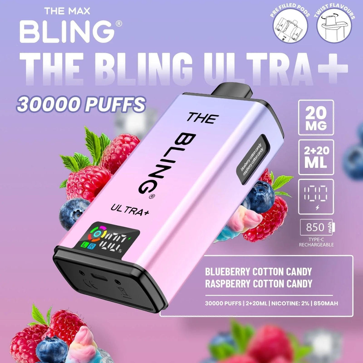The Bling Ultra Plus 30k Prefilled Vape Pod Kit Box of 5