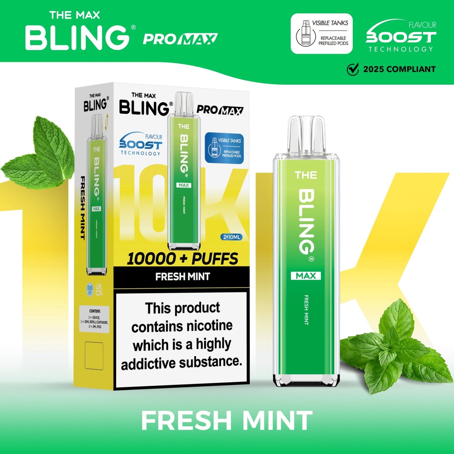The Crystal Bling Max 10K Prefilled Pod Kit - Box of 5