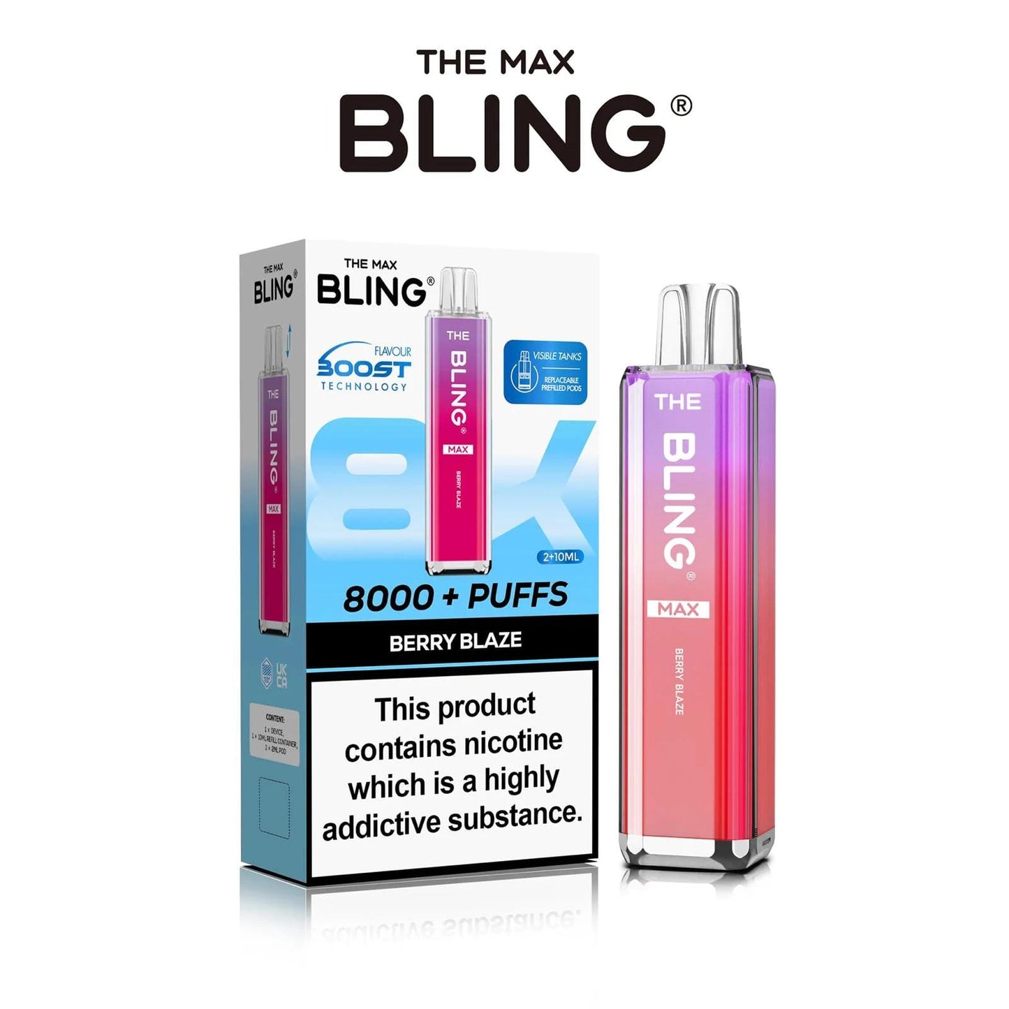 The Crystal Bling Max 8000 Puffs Prefilled Pod Kit - Box of 5