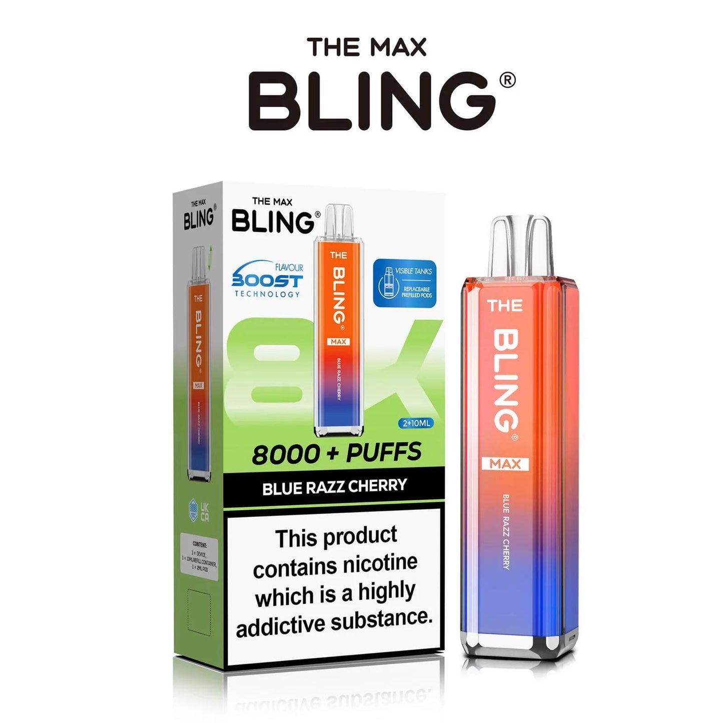 The Crystal Bling Max 8000 Puffs Prefilled Pod Kit - Box of 5