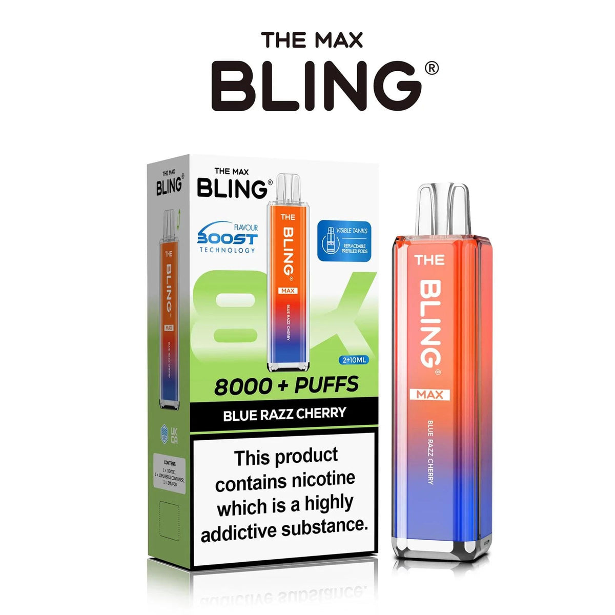 The Crystal Bling Max 8000 Puffs Prefilled Pod Kit - Box of 5