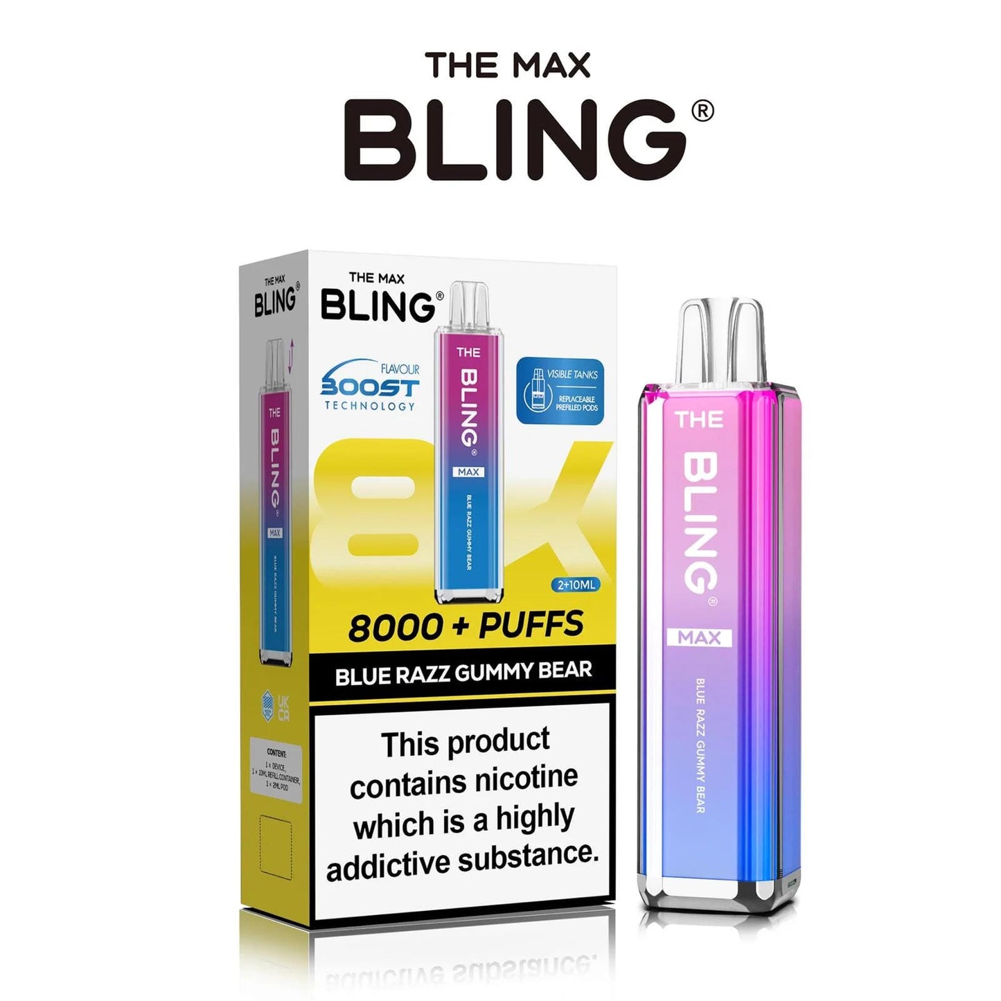 The Crystal Bling Max 8000 Puffs Prefilled Pod Kit - Box of 5