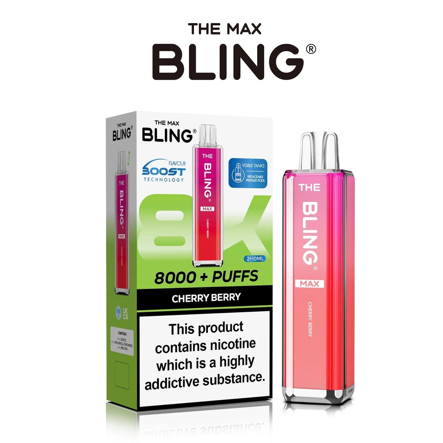 The Crystal Bling Max 8000 Puffs Prefilled Pod Kit - Box of 5