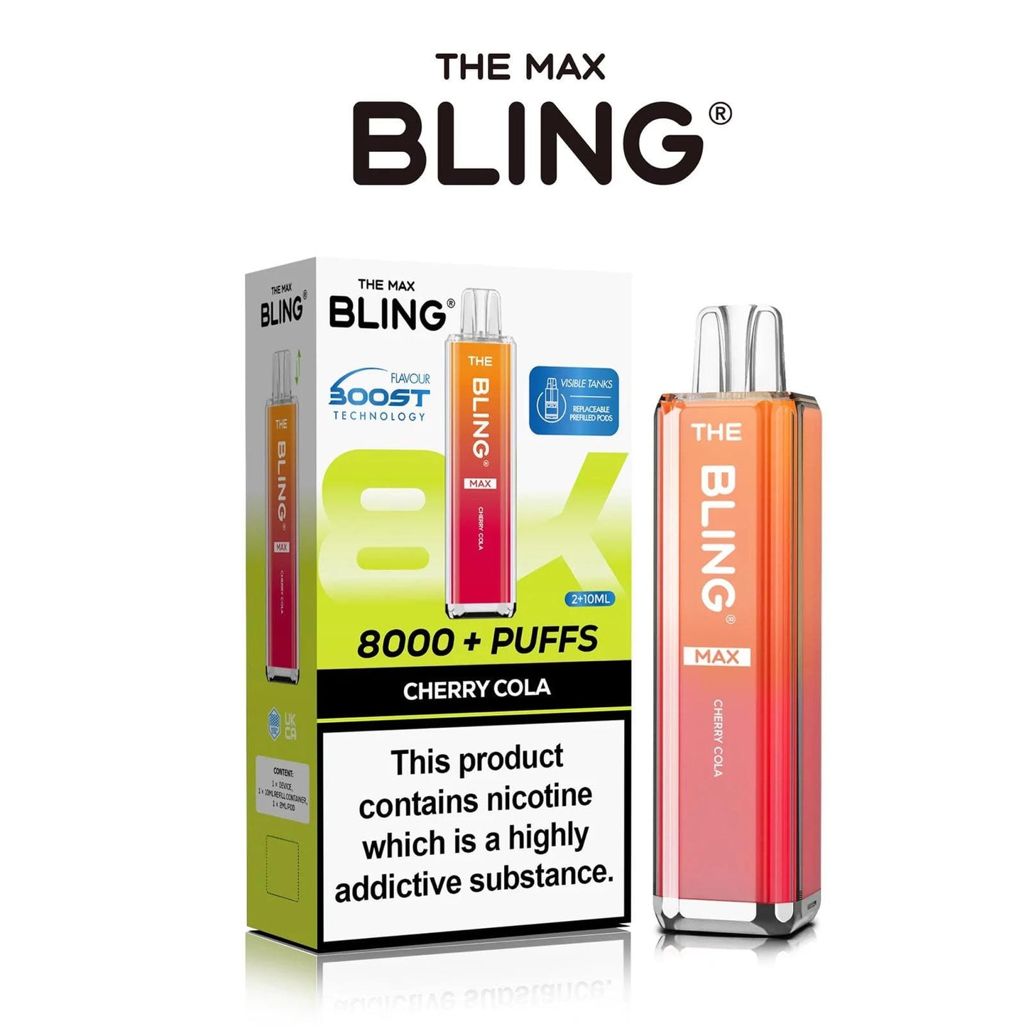 The Crystal Bling Max 8000 Puffs Prefilled Pod Kit - Box of 5