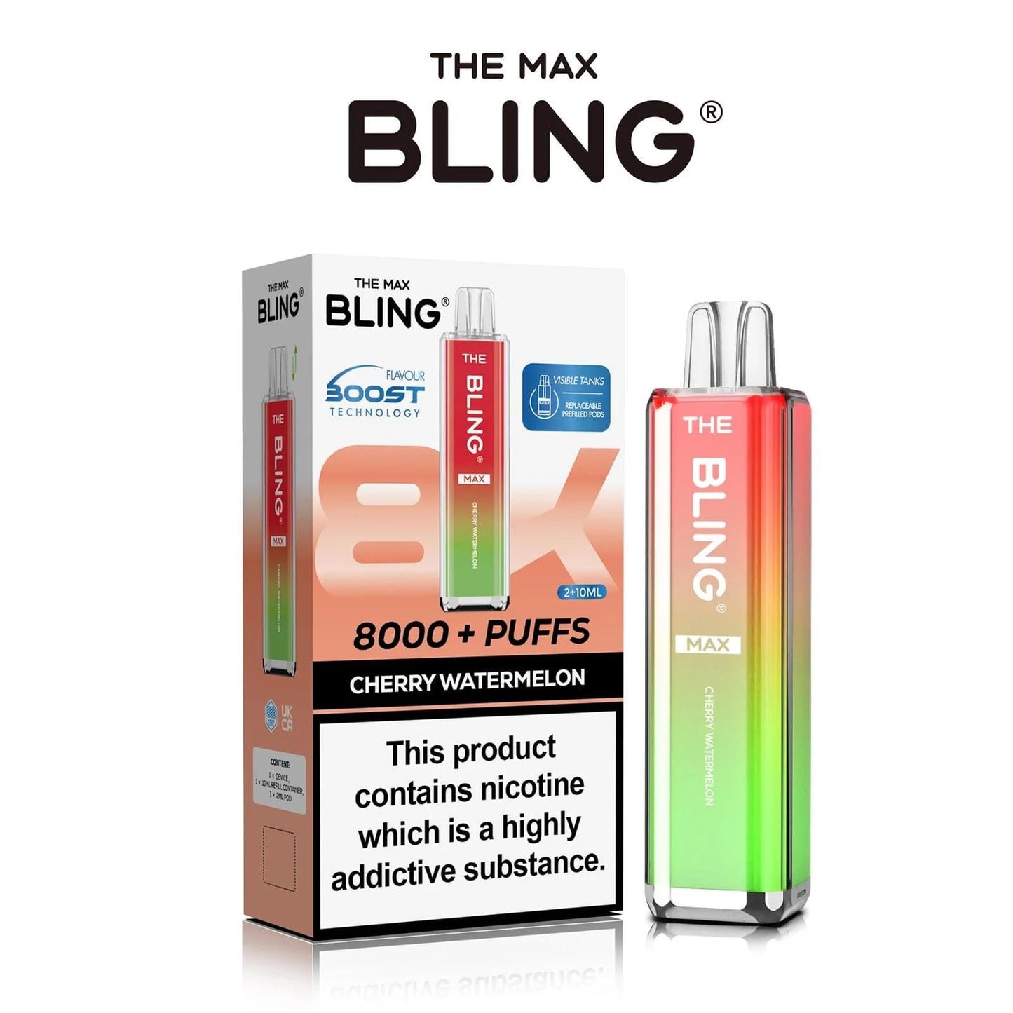 The Crystal Bling Max 8000 Puffs Prefilled Pod Kit - Box of 5
