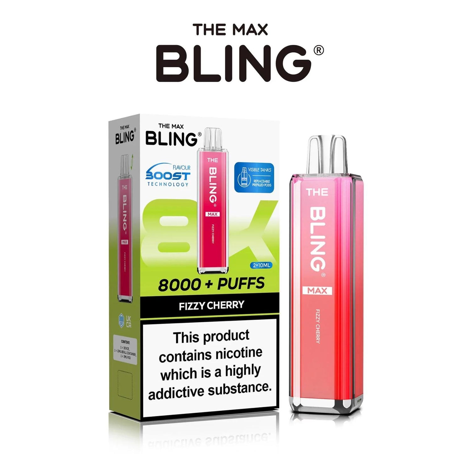 The Crystal Bling Max 8000 Puffs Prefilled Pod Kit - Box of 5