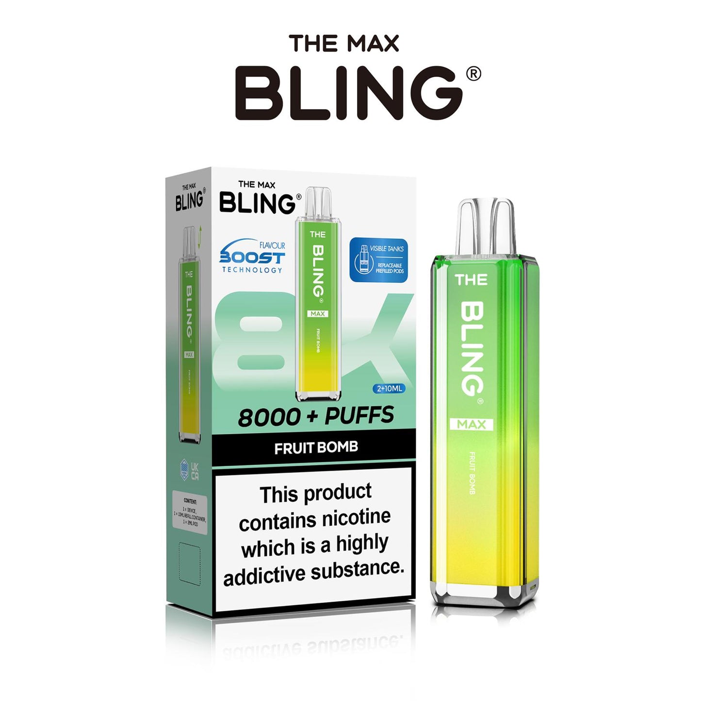 The Crystal Bling Max 8000 Puffs Prefilled Pod Kit - Box of 5