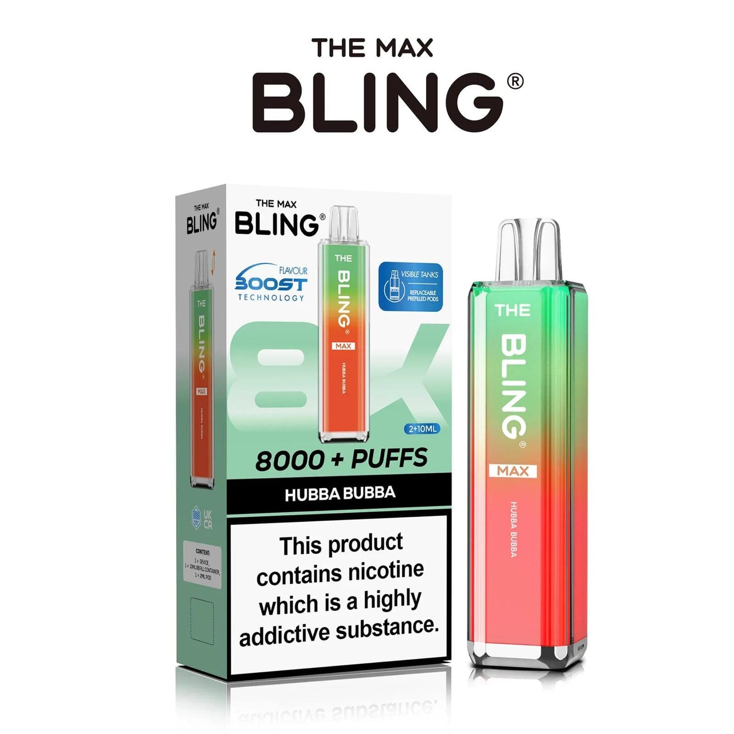 The Crystal Bling Max 8000 Puffs Prefilled Pod Kit - Box of 5