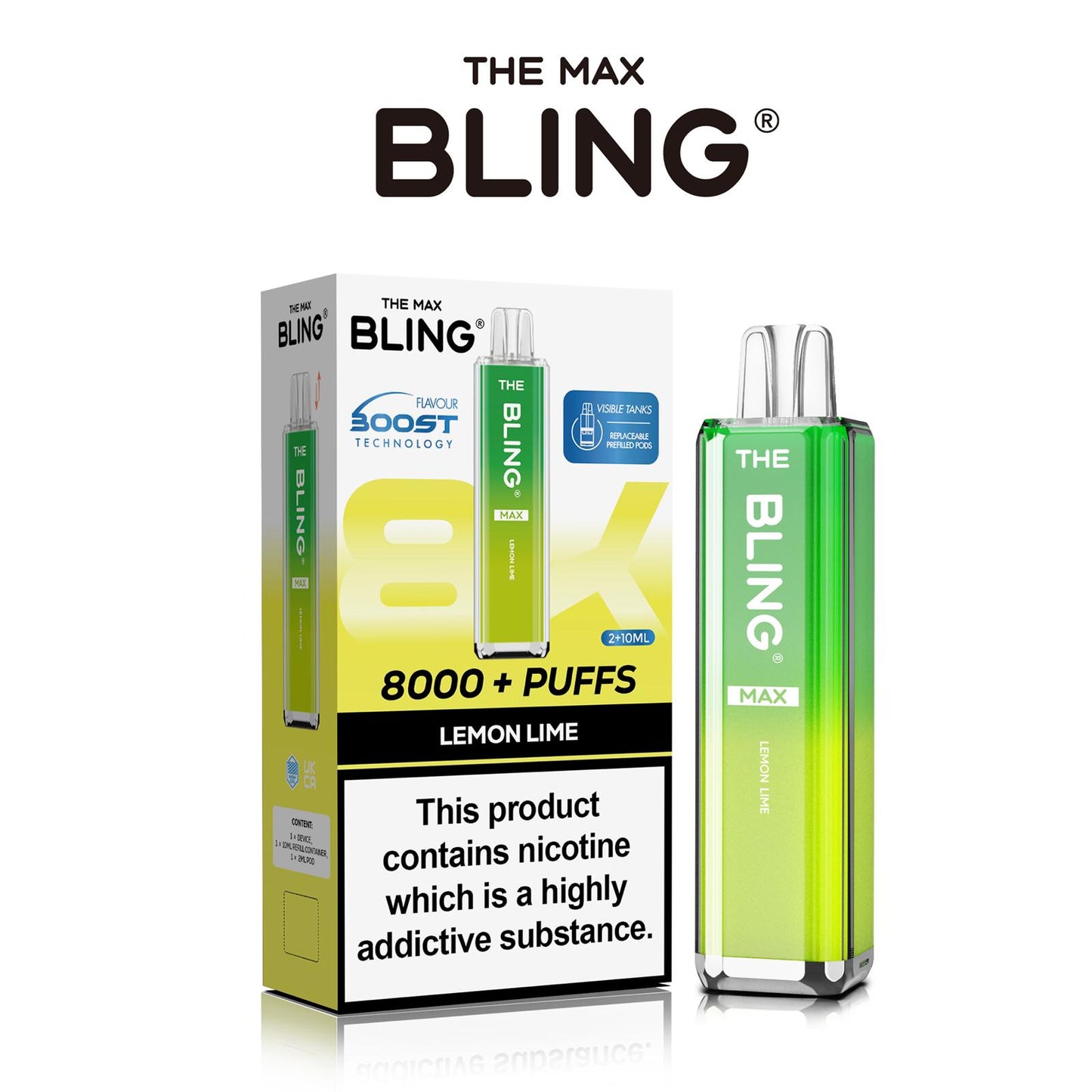 The Crystal Bling Max 8000 Puffs Prefilled Pod Kit - Box of 5