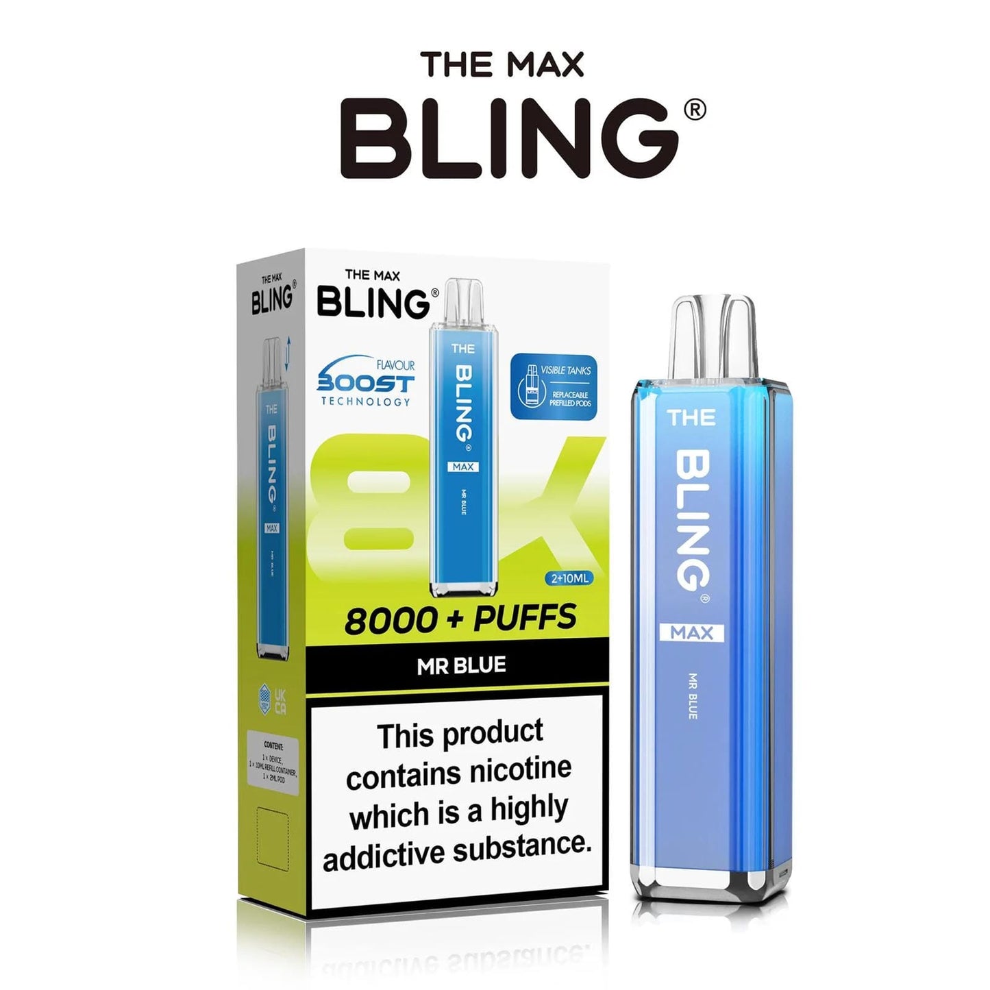 The Crystal Bling Max 8000 Puffs Prefilled Pod Kit - Box of 5
