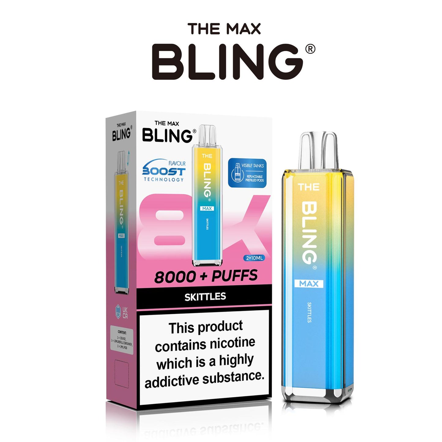 The Crystal Bling Max 8000 Puffs Prefilled Pod Kit - Box of 5
