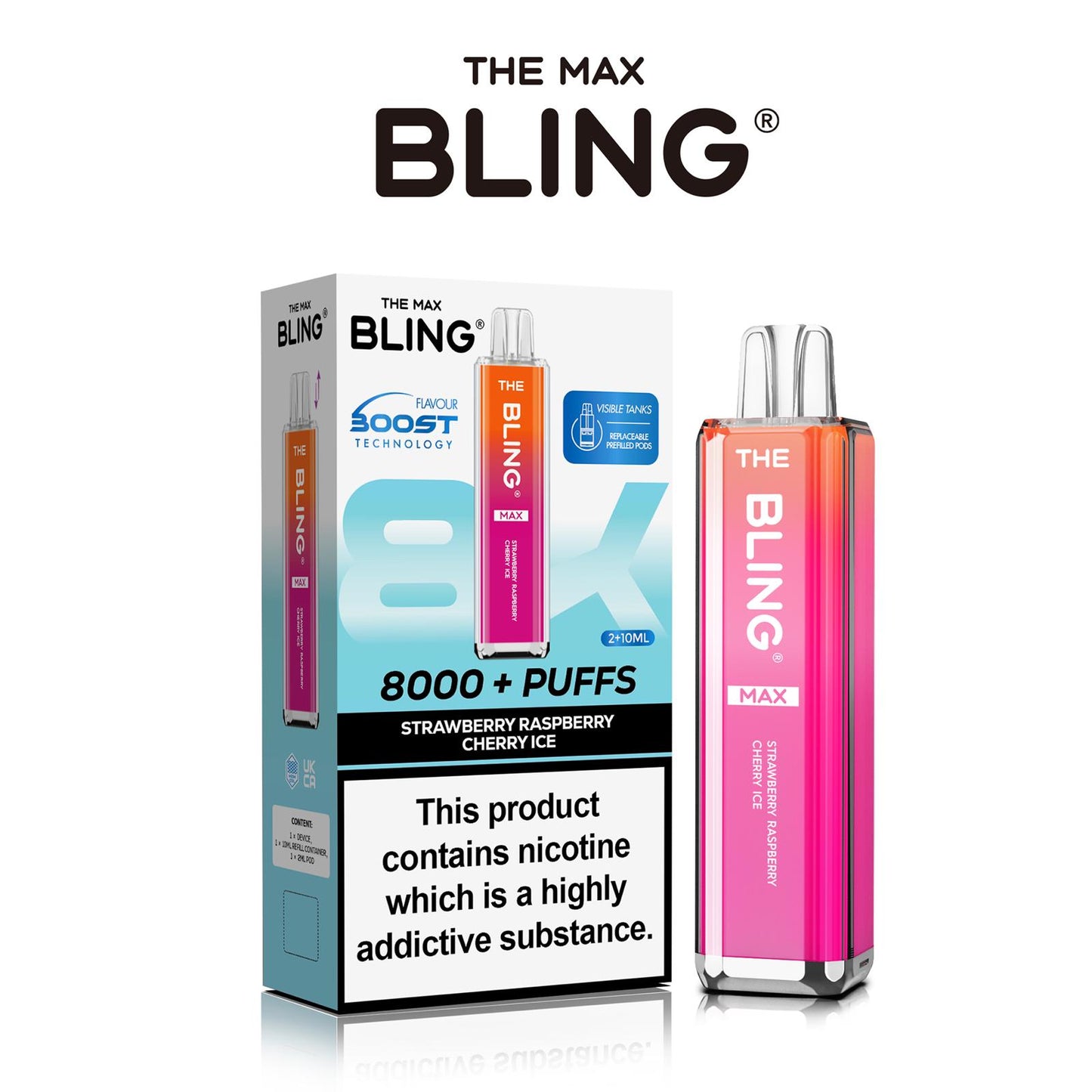 The Crystal Bling Max 8000 Puffs Prefilled Pod Kit - Box of 5