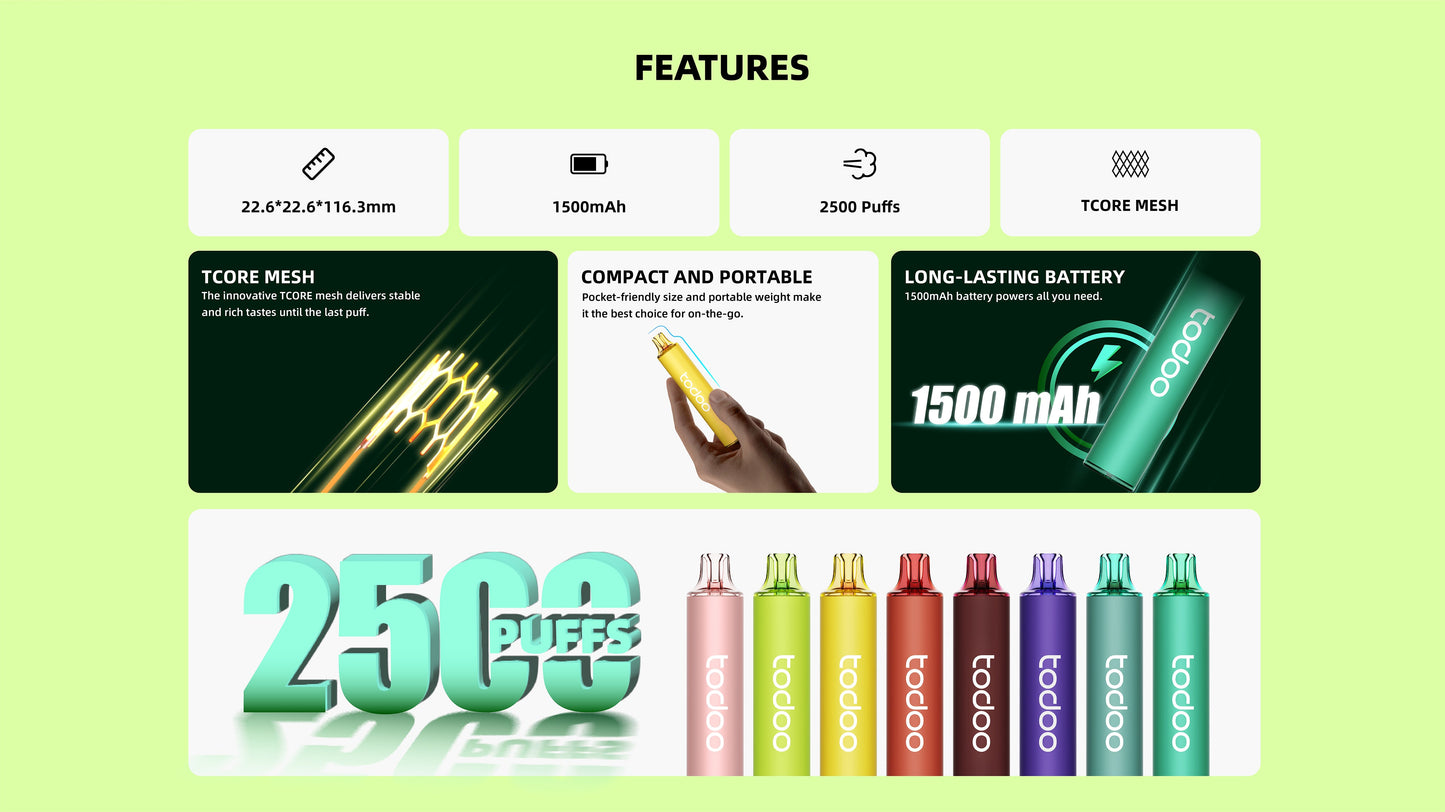TODOO GLO 2500 Züge Einweg-E-Zigarette Großhandel 