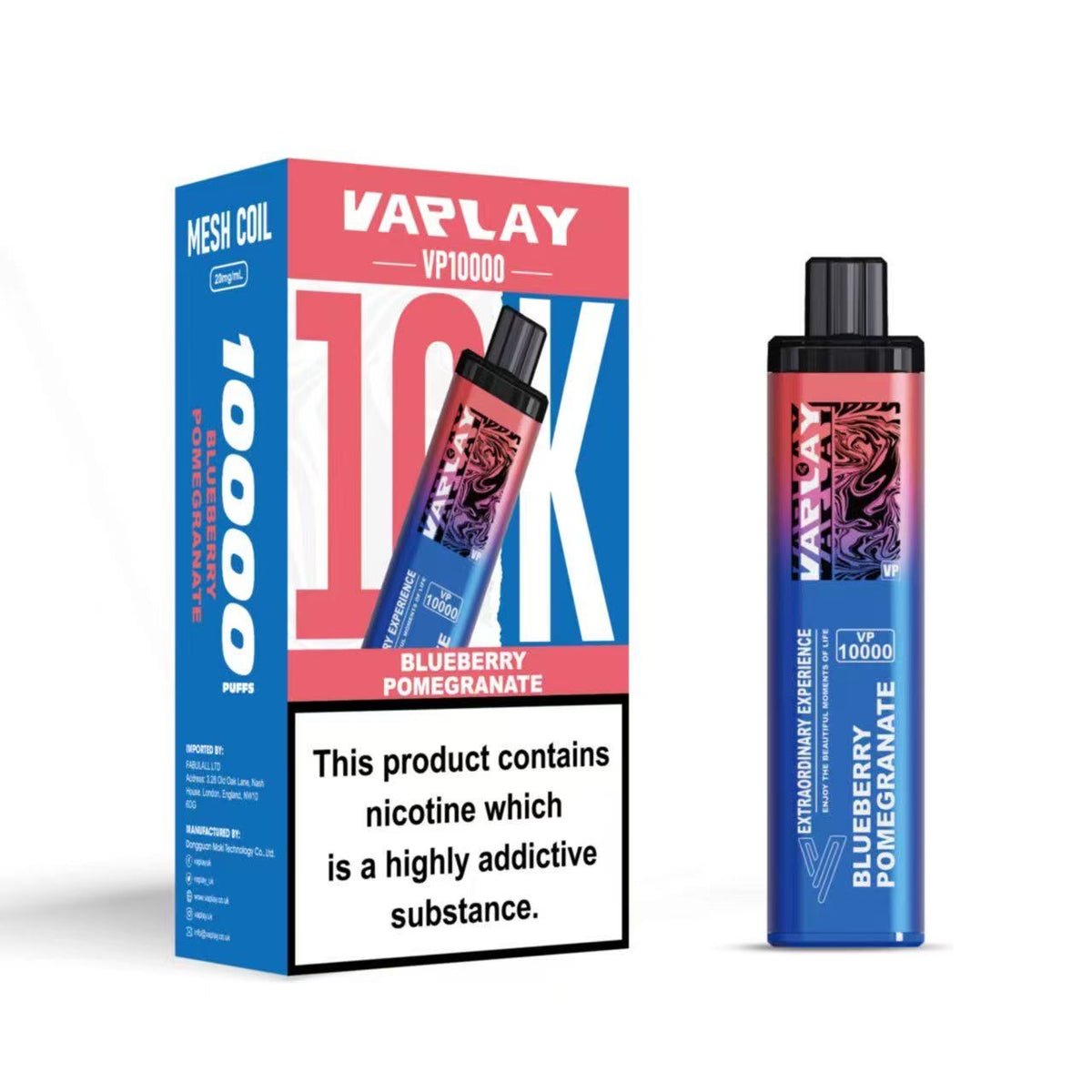 Vaplay VP10000 Prefilled Pod Vape Kit - Box of 5