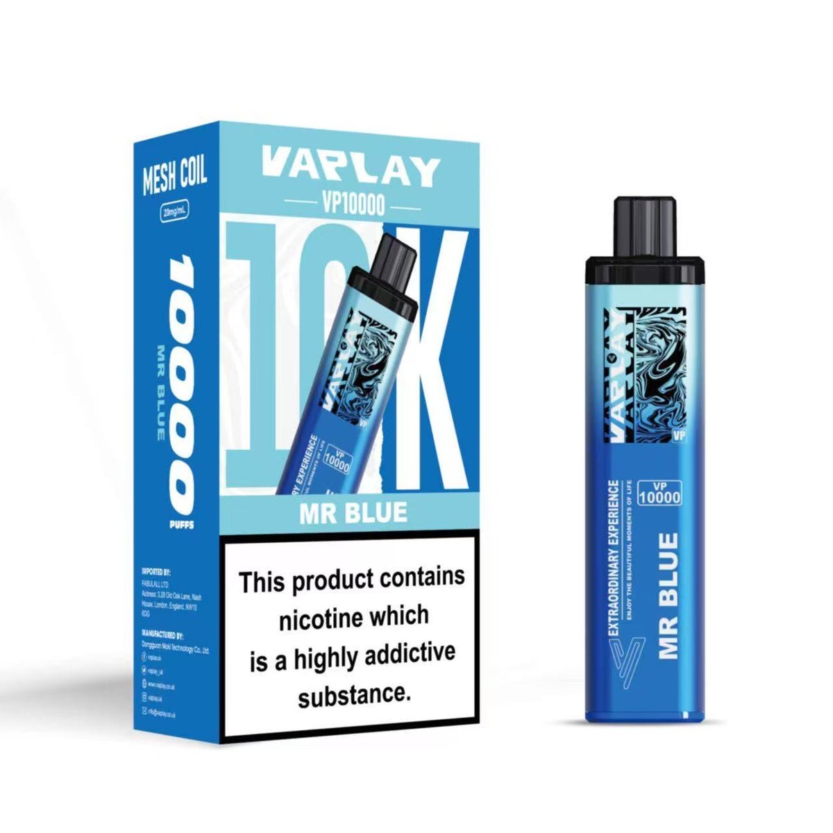 Vaplay VP10000 Prefilled Pod Vape Kit - Box of 5