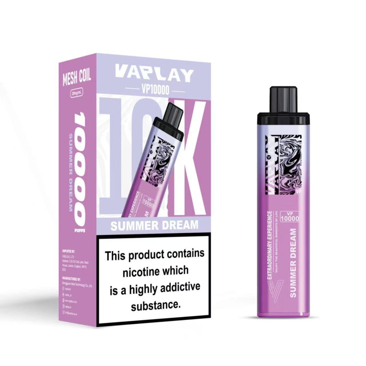 Vaplay VP10000 Prefilled Pod Vape Kit - Box of 5