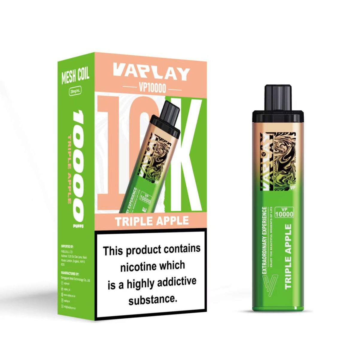 Vaplay VP10000 Prefilled Pod Vape Kit - Box of 5