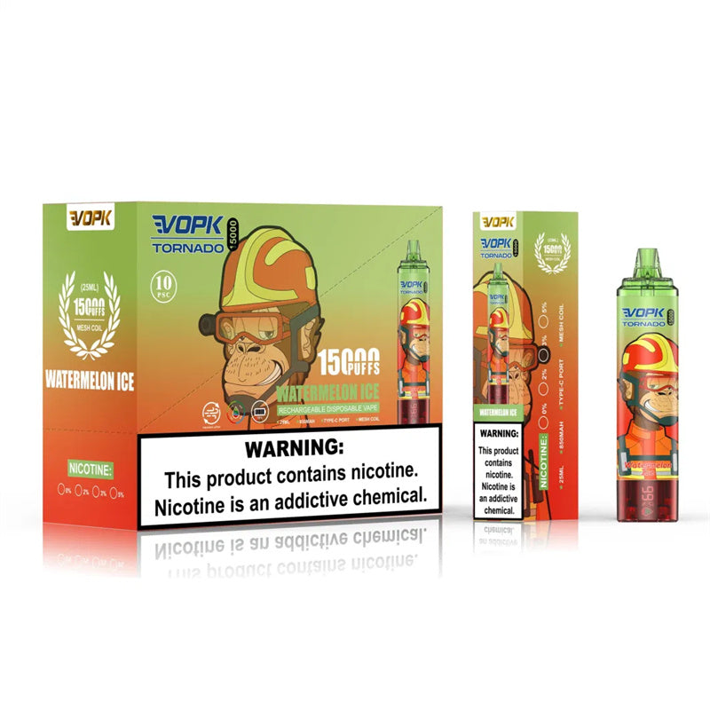 2024 NEW Disposable Vape E Cigarettes Original 100% Vopk Tornado 15000puffs 850mAh Prefilled Device Disposable Vape Authorized 10 Flavors