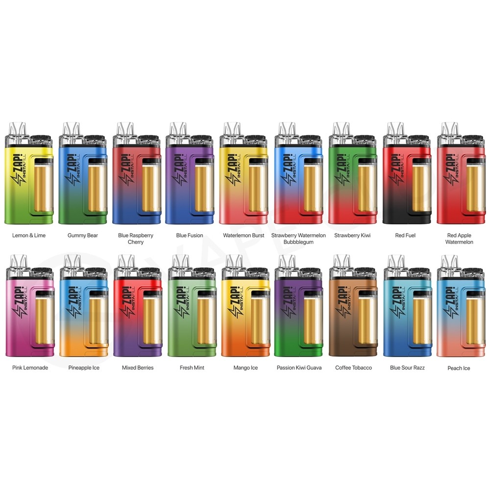 ZAP INSTAFILL Einweg-Vape-Kit, 20 mg, 3500 Züge, mit 10 ml vorgefülltem E-Liquid. TPD-konform (UK).